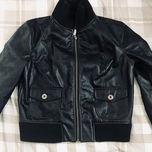 Faux Leather Bomber Jacket